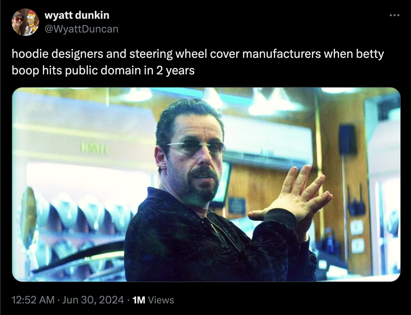 adam sandler serious movie - wyatt dunkin hoodie designers and steering wheel cover manufacturers when betty boop hits public domain in 2 years Wall 1M Views